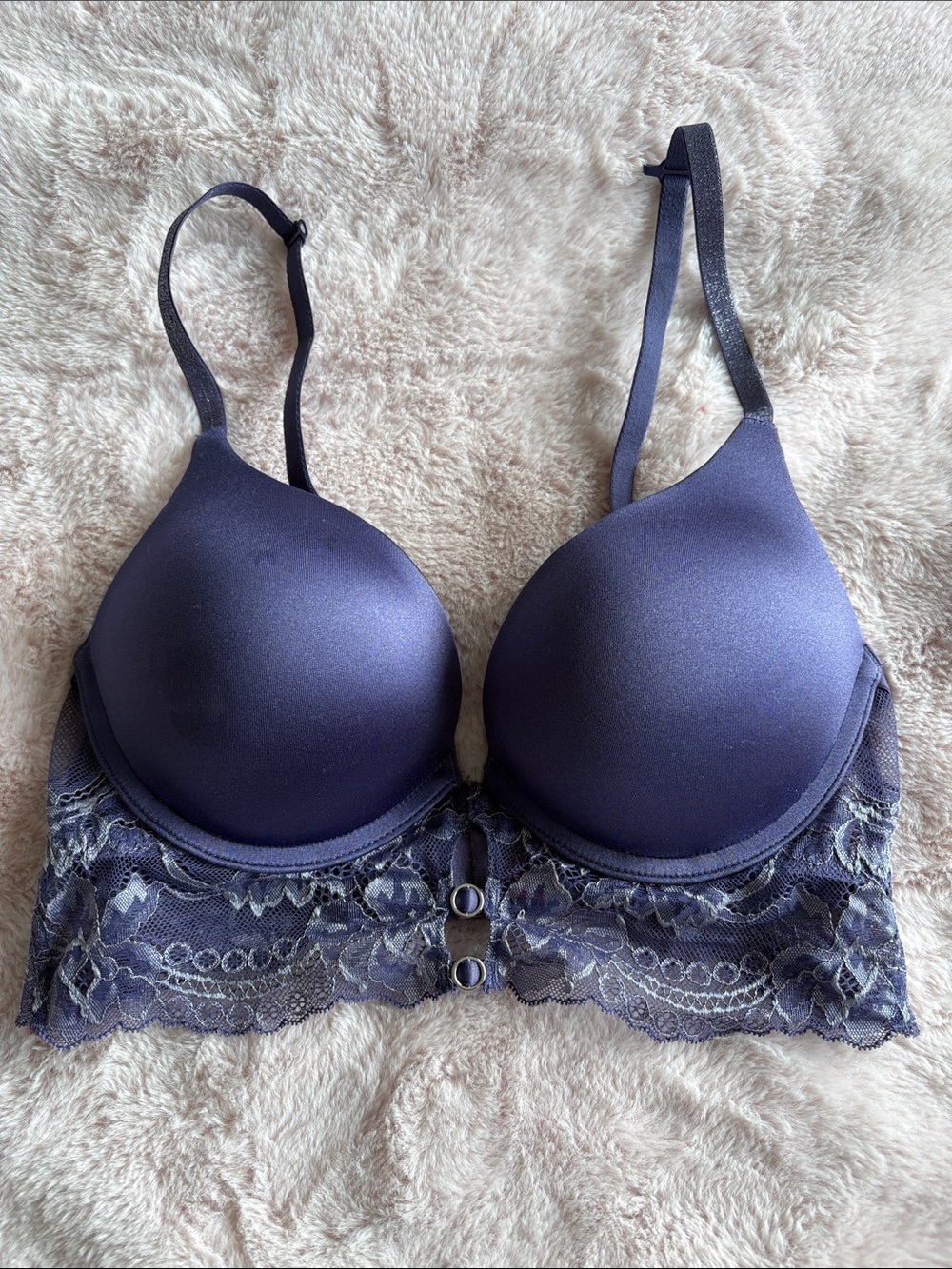 La SENZA purple Navy Lace Longline Push-Up Bra